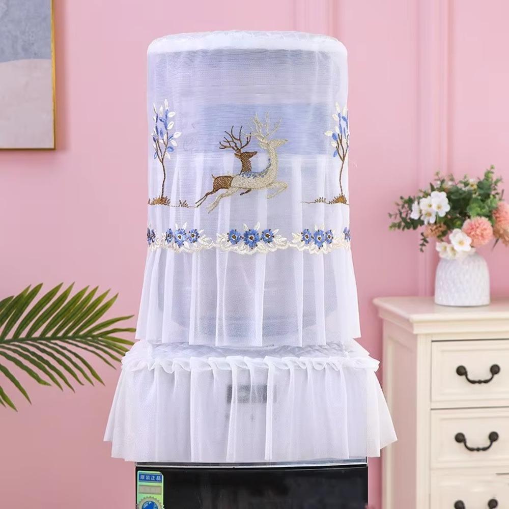 

2pcs/set Fashion Lace Water Dispenser Cover Korean Style Water Dispenser Bucket Sleeve Office blue-style B