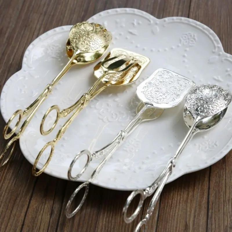 1PC Multifunctional Zinc Alloy Metal Spoon Salad Clip Exquisite Party Self-service Clip Tray Cake Birthday Party Tableware Clip