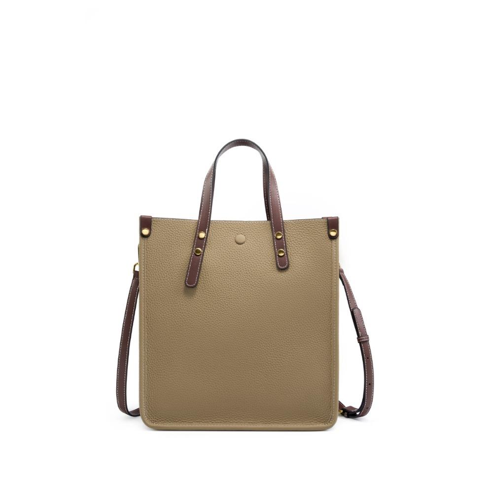 

Текстурированная сумка-тоут для通勤 из коровьей кожи, портативная на плечо, сумка из мягкой кожи хаки