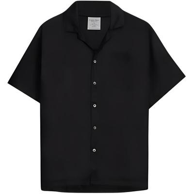 Solid Cool Feel Button-Down Short Sleeve Shirt Men Shirts Space-Black NM1819-1