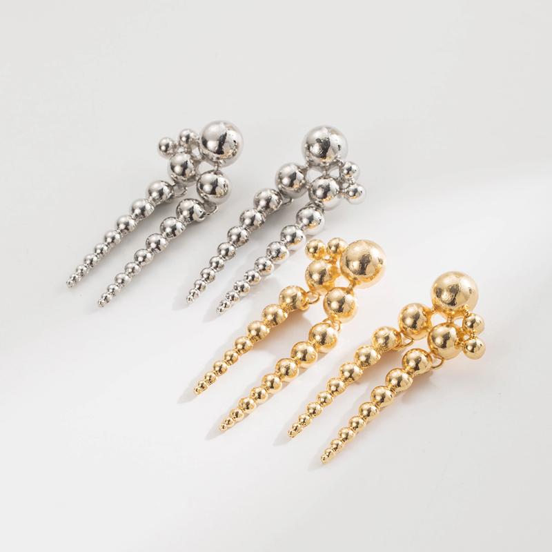 Luxus Metall Mehrschichtig Kugelförmig Perlen Anhänger Ohrringe für Damen Elegant Gold Farbe Kugel Unregelmäßig Ohrringe Design Schmuck