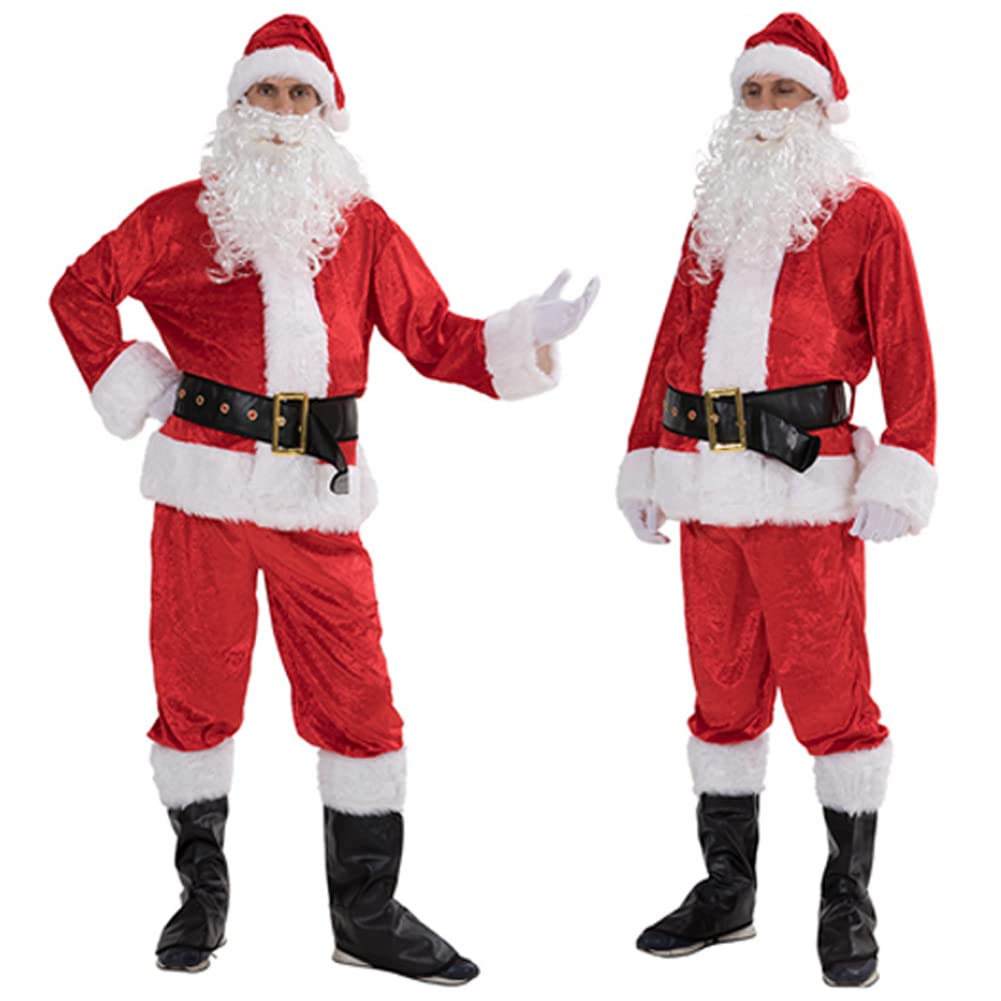 Santa Claus Adult Santa Christmas Luxurious Long Party Santa Clothes [Formemory] Costume, Thick, Cosplay, Costume, Reindeer, 8-piece Set, Men's,