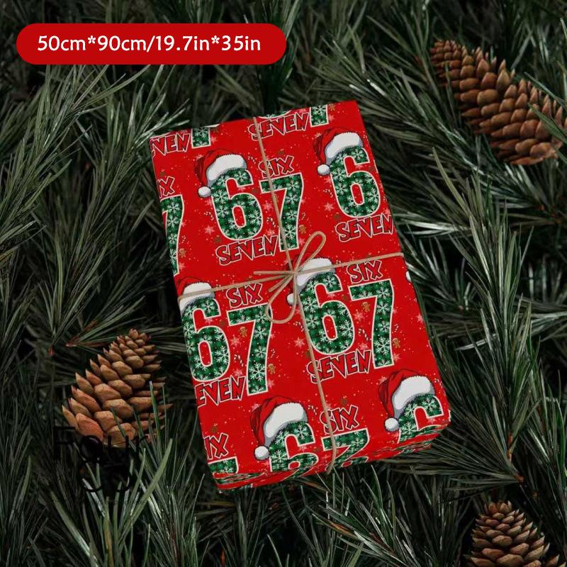 67 Vánoční balicí papír, 6 7 Balicí papír, 67 Vtipný vánoční balicí papír pro děti, Santa 67
