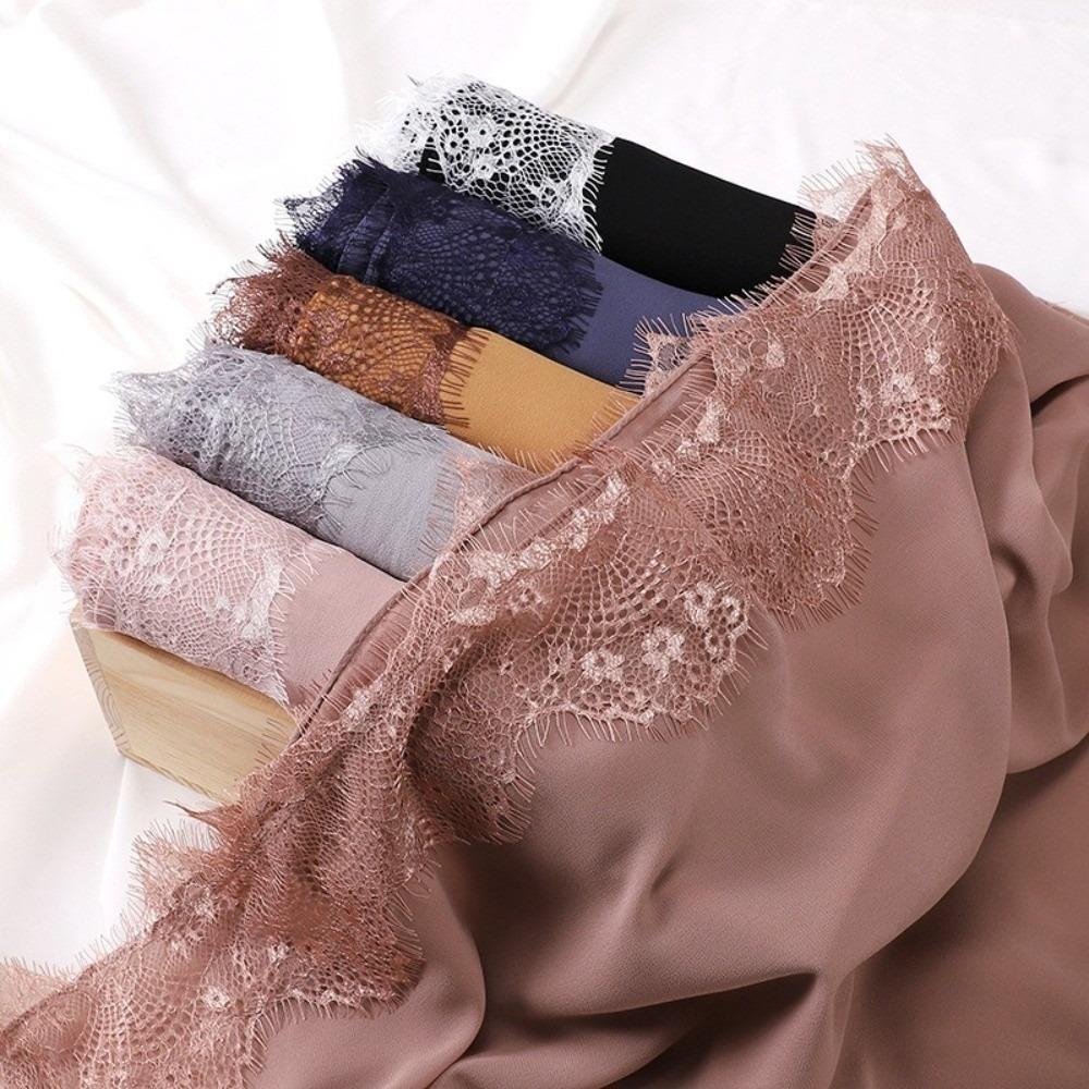 Solid Color Silk Scarf Lace Edge Sunscreen Shawl Versatile Chiffon Hijab Veil  Women Headwear