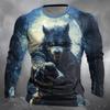 Fashion Halloween  Skull 3D print Pattern Men's Long Sleeve T-shirt Casual Loose Tops 3D Skull Print Tees  Funny Autumn Clothing