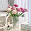 Artificial Ranunculus Asiaticus 2 Head Realistic Fake Silk Flower with Stem Home Office Wedding Party Faux Flower Decoration