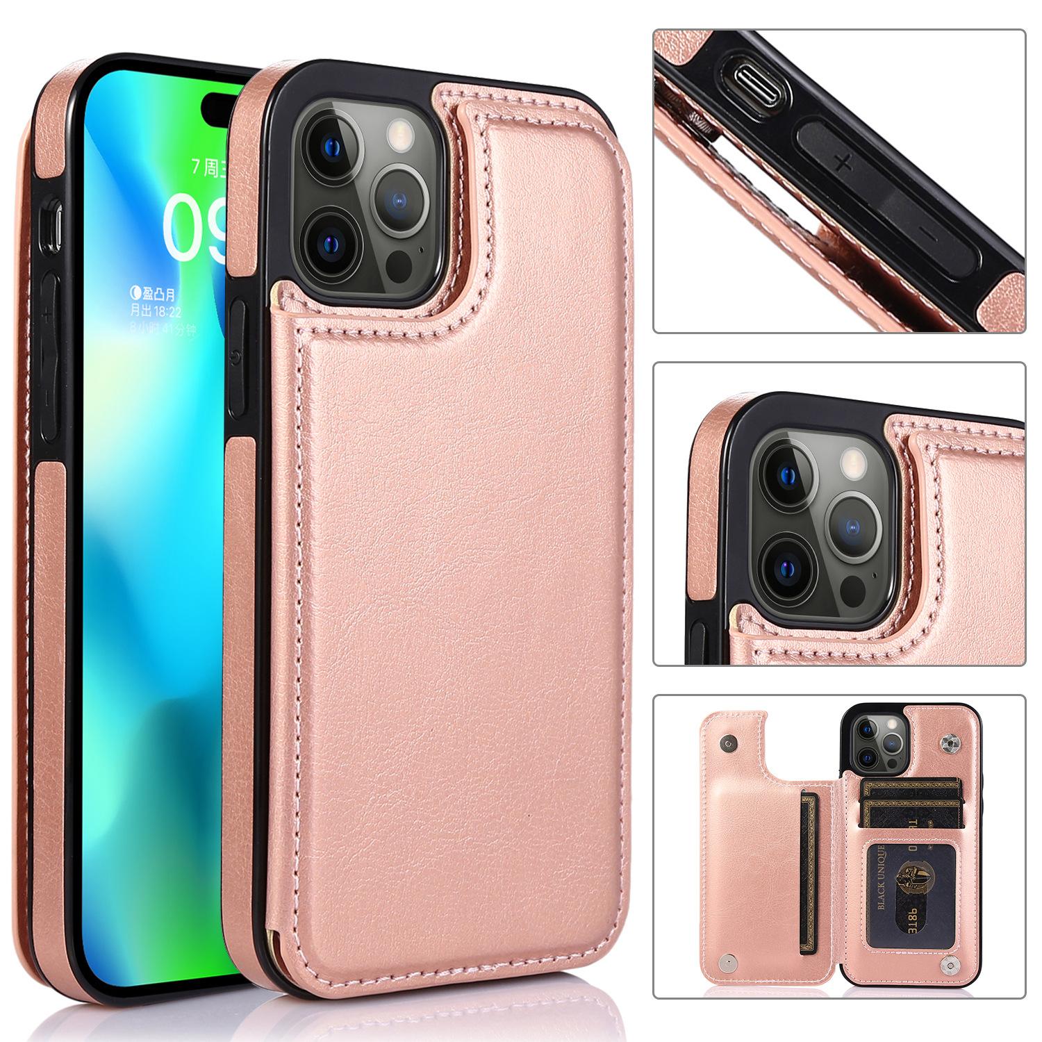 Fashion Wallet Phone Case Card Holder Leather Wallet Back Case for  iPhone  12 13 14 15  Pro Max  Card Slots Holder Flip Cover Leather&iPhone 12