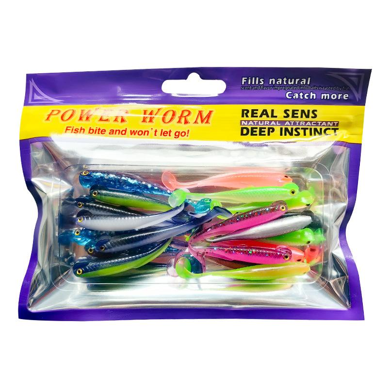 15PCS Fishing Lures 6cm 1.3g PVC Soft Bait T-Tail Swimbait Wobblers Slow Sinking Artificial Lure Pike Bass Fishing Tackle Pesca