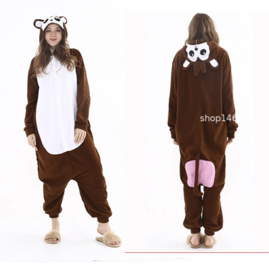 Cartoon Niedliches Tier Party Kostüm Einteiler Pyjama Fleece Haus Waschbär Giraffe Teddy Kapuze
