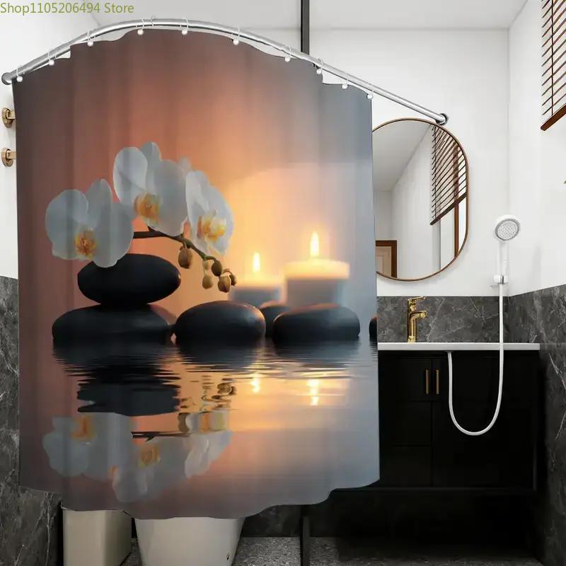 1ks Koupelnová sprchová závěs, Workshop léčení duše, Sprchový závěs pro večer při svíčkách, Včetně 12 háčků, 180*180cm Koupelna