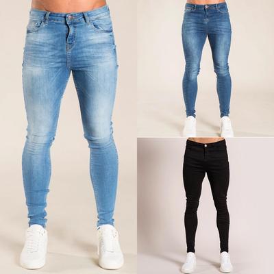 Vysoce kvalitní bavlněné pánské ležérní džíny regular fit silm džínové skinny kalhoty jednobarevné velikosti pasu kalhoty pro muže
