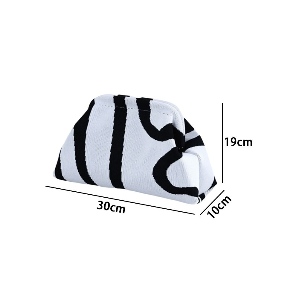 New Crochet Design Knitted Clutch Bag Portable Casual Cosmetic Bag Colorblock Handbag Women