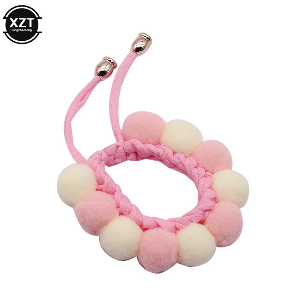 

Lovely Plush Ball Dog Collar Candy Necklace Decoration Collar Puppy Neck Strap with Pearl Yorkie Chihuahua Pug Kitty Collar XS（old） рожевий