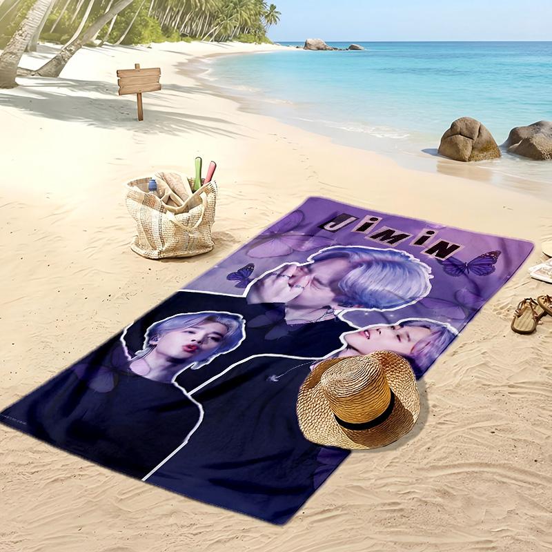 BTS Korean members Printed Quick Dry Beach Towel Super Absorbent Soft Lightweight Bath Towel for Pool Summer Travel