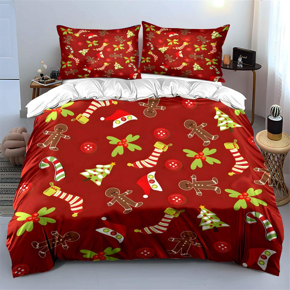 Festive gingerbread holiday charm Bedding sets Duvet cover sets Duvet covers Pillowcases(1*Duvet Cover 2*Pillowcases without duvet insert)
