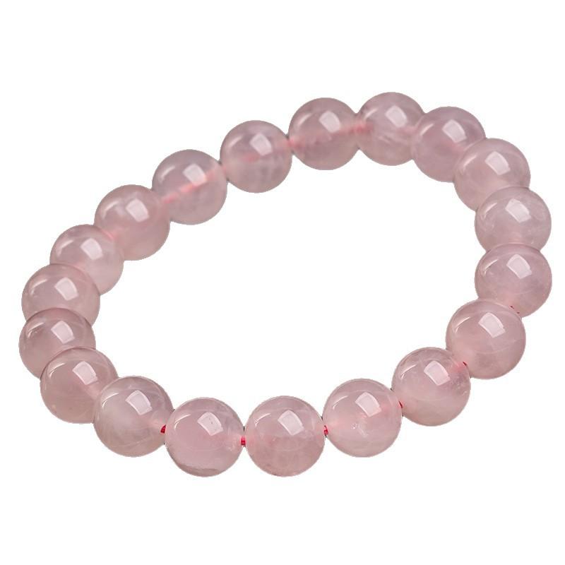 Hongchu Kristall Natürlicher grapefruitfarbener Rosenquarz Armband Cremefarbener Rosa Kristallperlen Armband