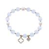 New Bracelet Women's Lucky Four-Leaf Flower Crystal Bracelet Elastic Rope Pearl Transfer Bead Hand Chain Jewelry Bangles Gift