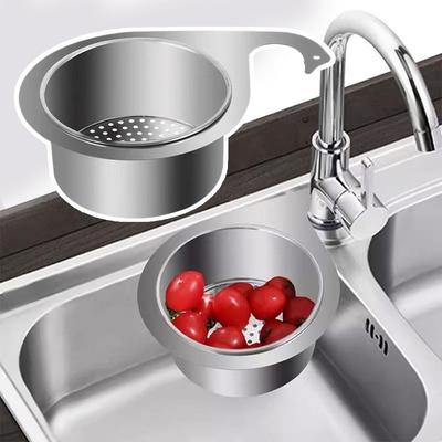 New Drain Water Basket Sink Drain Basket Stainless Steel Kitchen Basin Organizer Filter Storage Shelf Swan Drain Strainer Basket