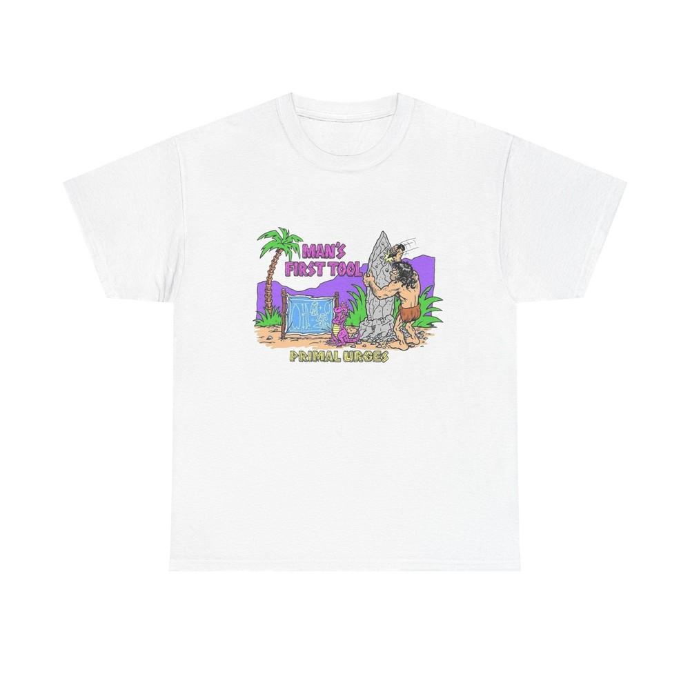 Caveman Surfing Funny Graphic T Shirt Unisex Heavy Cotton Tee Gift Unisex T-Shirt XL
