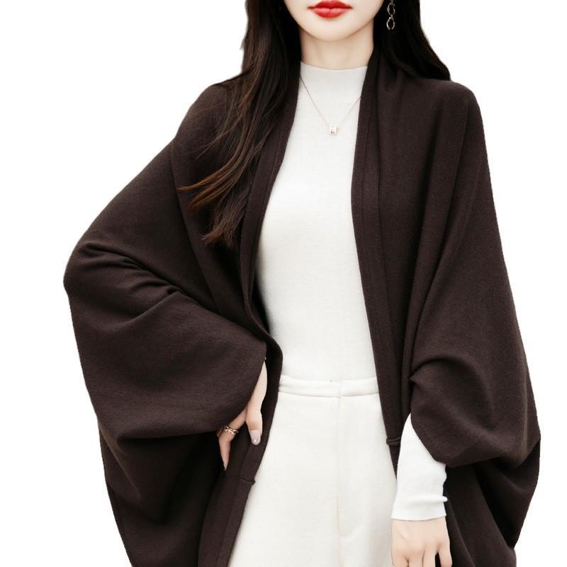 Women's Long-Sleeve Knit Cardigan - Spring/Autumn 2024, High-End, Loose Fit Sweater, Elegant Top