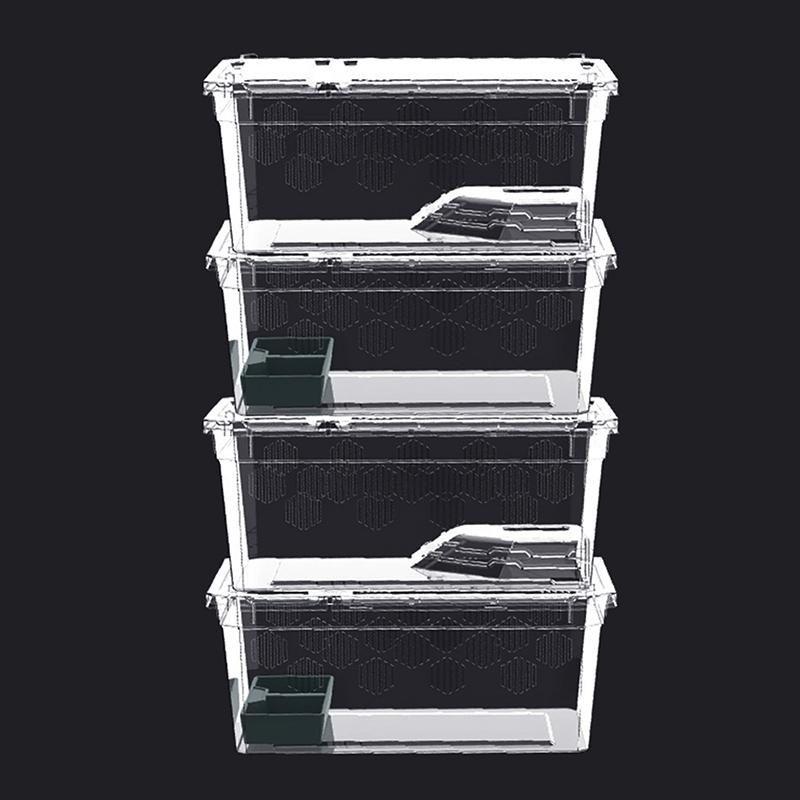 Reptile Tank Insect Spiders Tortoise Lizard Plastic Transparent Reptile Breeding Box Vivarium With Balcony Feeding Supplies