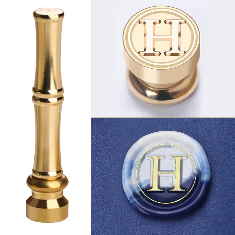 Mini Bamboo-Handled Stamp: 1.5cm Copper Head In Regular Script with Sealing Wax