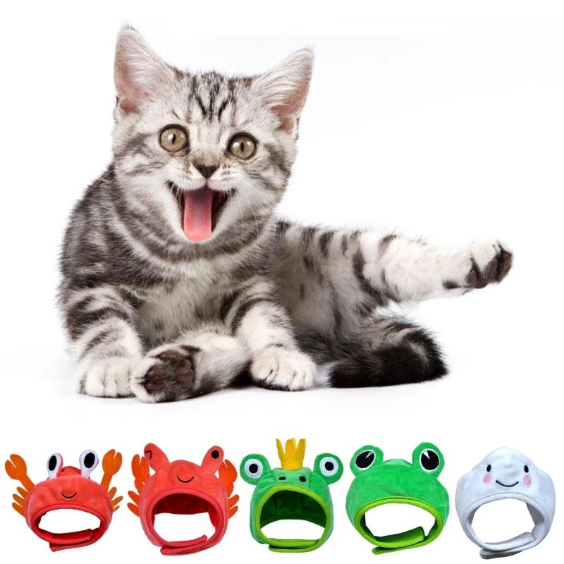 Cute Cats Hat Small Dog Cartoon Plush Headwear Pet Holiday Accessories Photo Props Suitable for Cats Small Dogs
