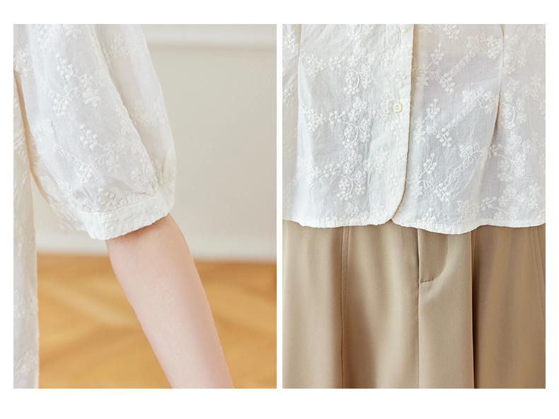 Women's Summer Embroidered Frog Button Cotton Shirt - New Chinese Style 2026