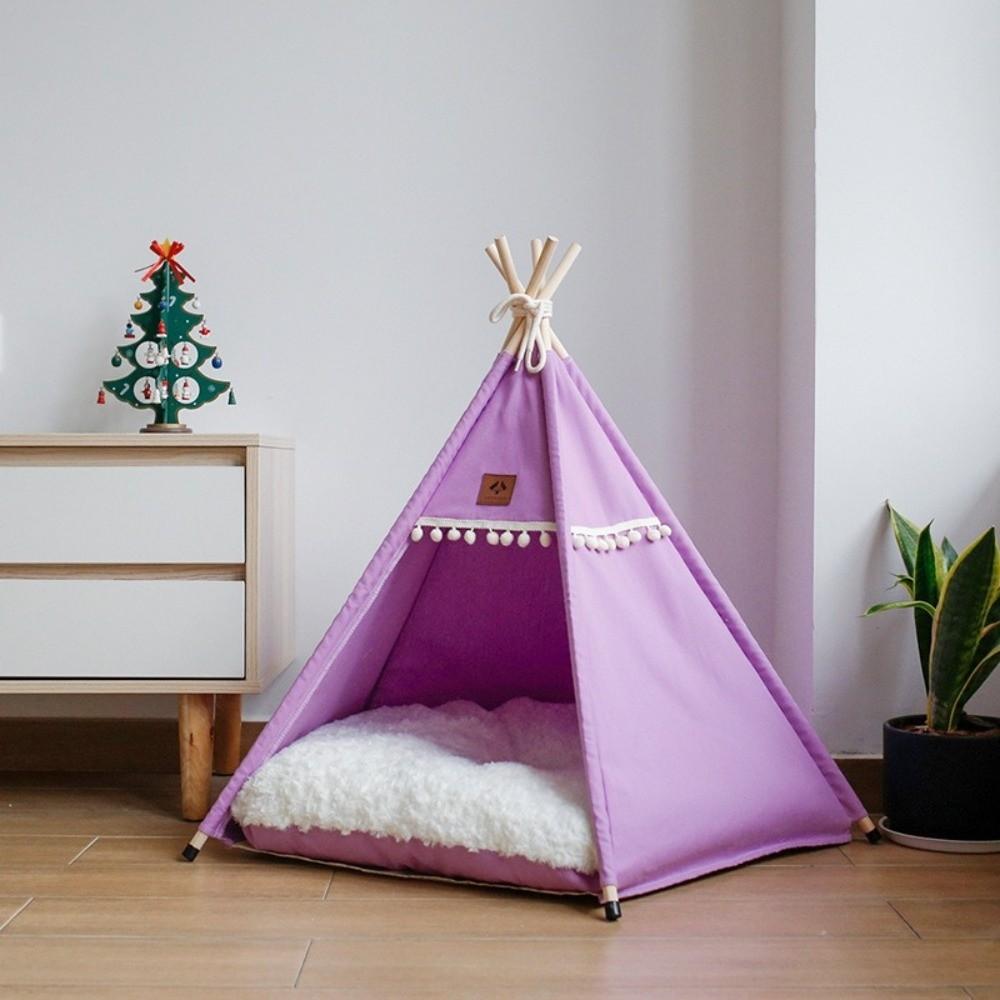 with Thick Cushion Dog Tent Bed Thick Cushion Pet Tent Kennel Cat Teepee Tent  For Cats/Dogs