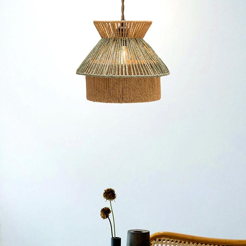 1Pc Lamp Cover Ceiling Lights Lampshade Bohemian Paper Rope Floor Lamp Handmade Knitting Wall Hanging Chandelier