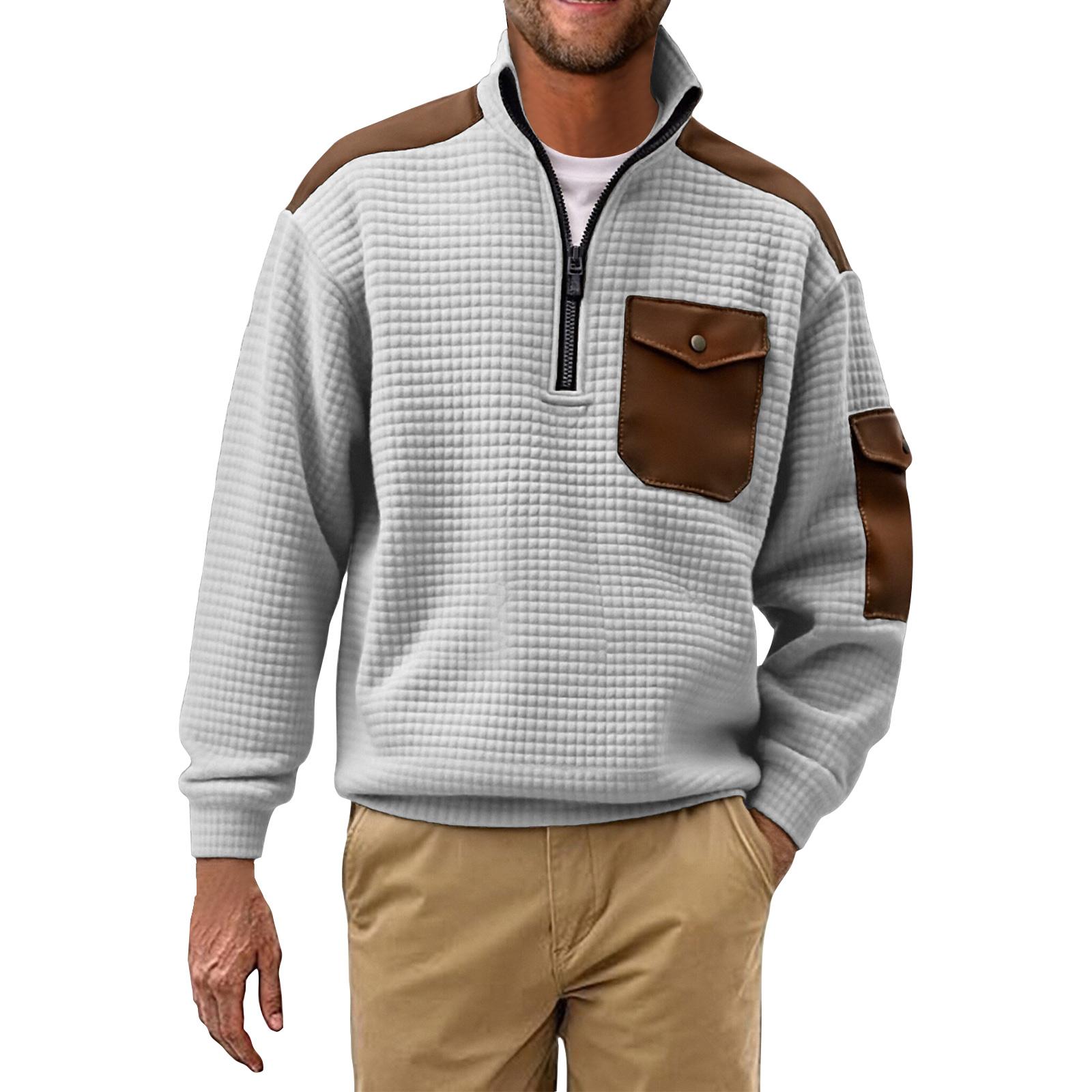 Men s Color Stand Collar Sweatshirt Men s Sports Large Size Casual Sweatshirt XL белый