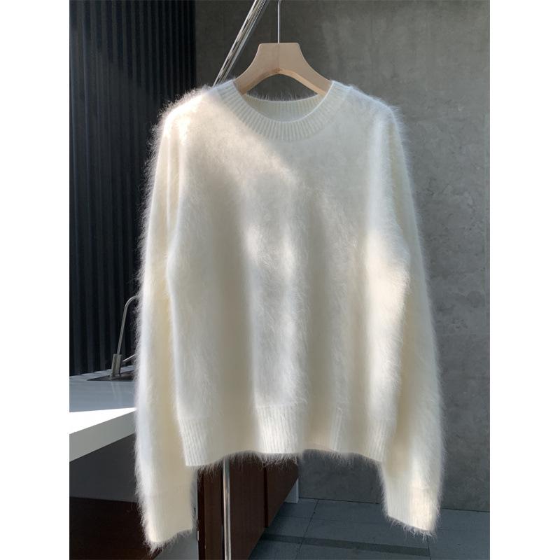 Women's Thick Mink-Like Plush Sweater - Cozy Autumn/Winter Knitted Pullover