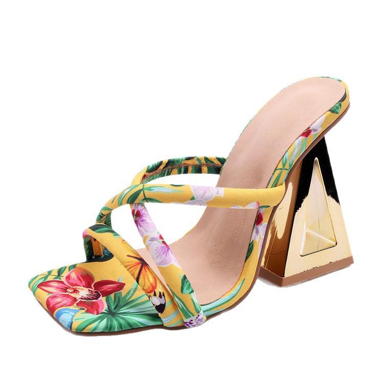 Fashion Big Size Shoes Woman's Slippers Slides Multicolored Sandals On A Wedge Heeled Mules 2025 High Scandals Female Shoes Slippers Hee