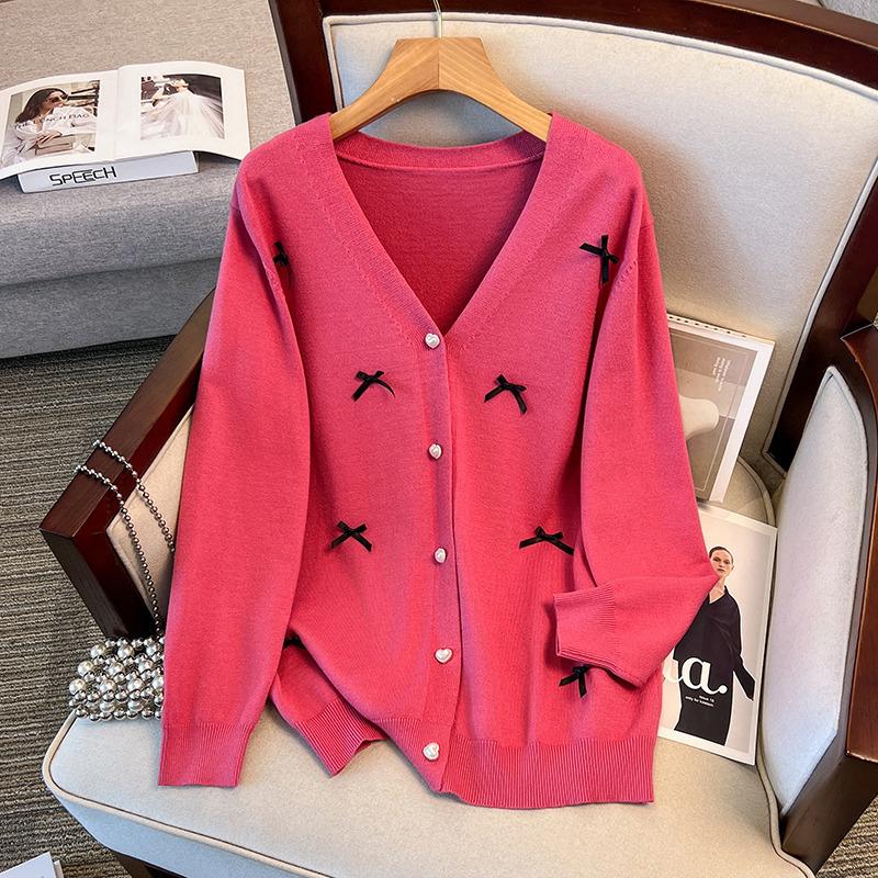 Plus Size Women's Loose Knit Cardigan Sweater, Bust 150/160 Cm, 200-350 Jin - Style 8303