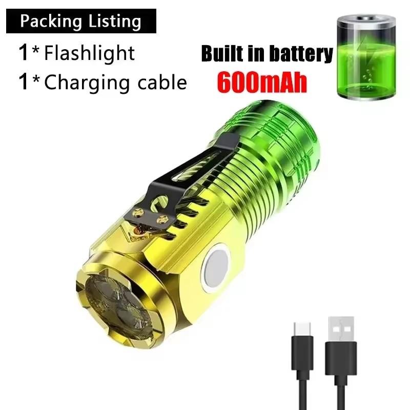 MINI 3LED Flashlights Rechargeable with Built in Battery Torch Portable Outdoor Waterproof Hiking Flashlight Pen Clip HeadLamp