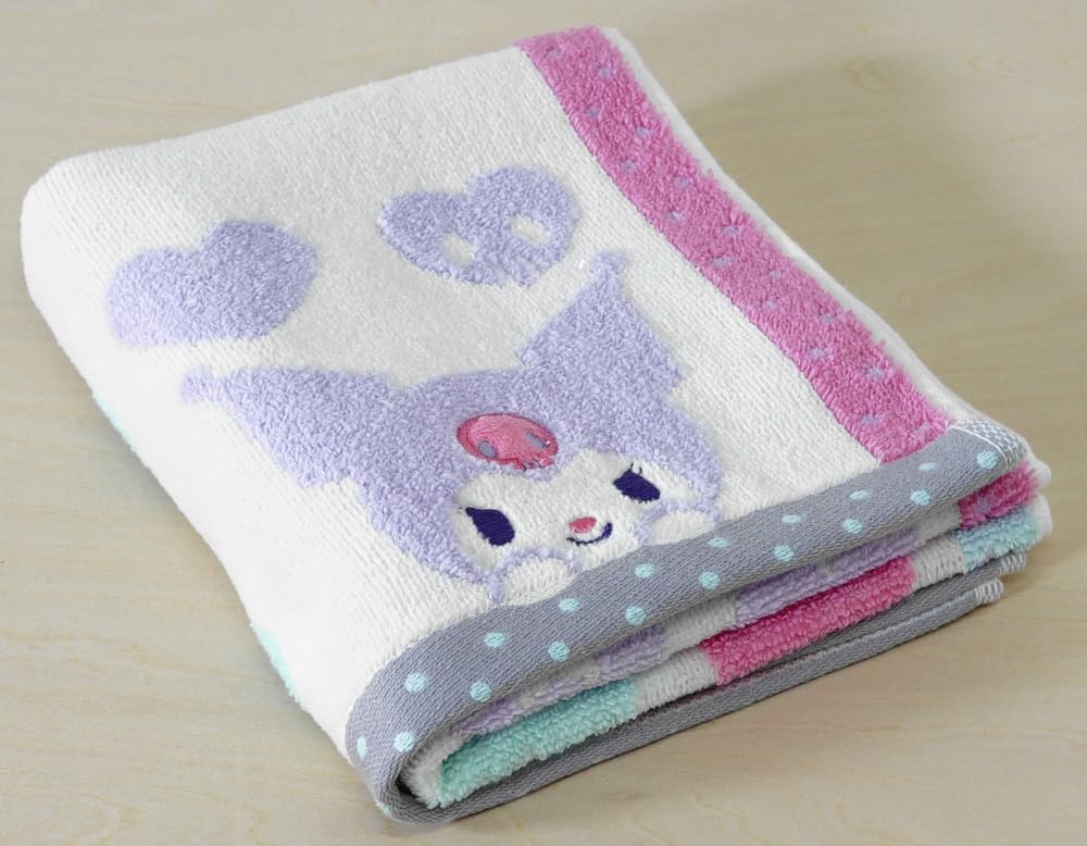 Uchino Sanrio Hyokkori Face Face Towel 34 x 75cm Ivory Kuromi 4812F139 I Approx.