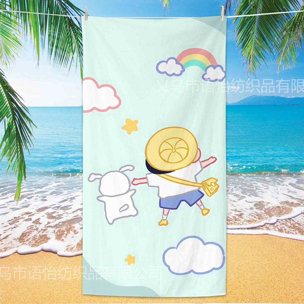 Extra Large Kids Quick Dry Bath Towel Cartoon Character Digital Print Double Sided Flannel Microfiber Beach Towel