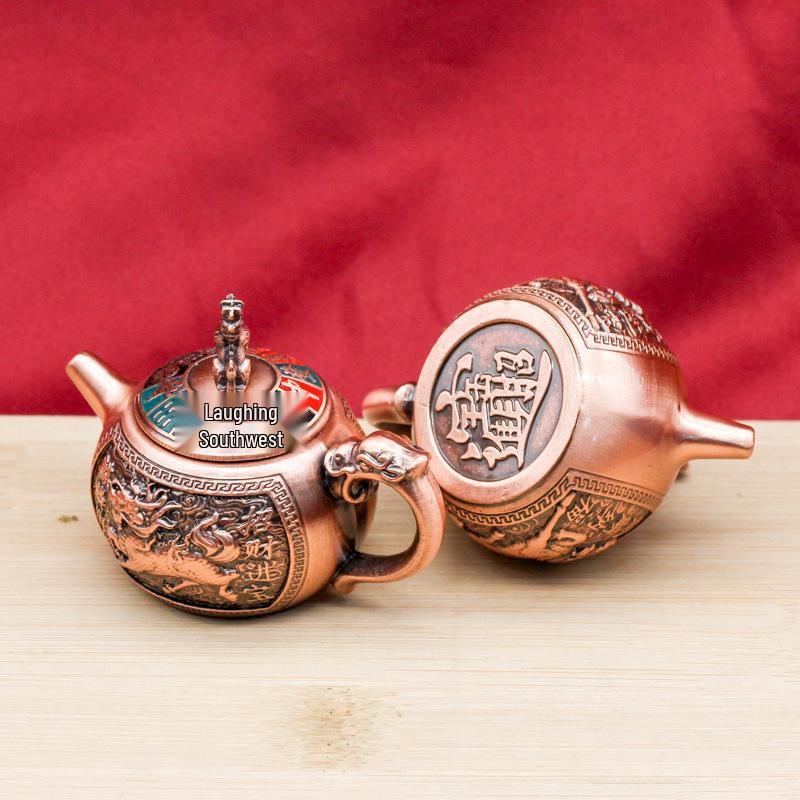 Bronze Qilin Pot: Spin Horse Keychain Pendant Decompression Ornament.