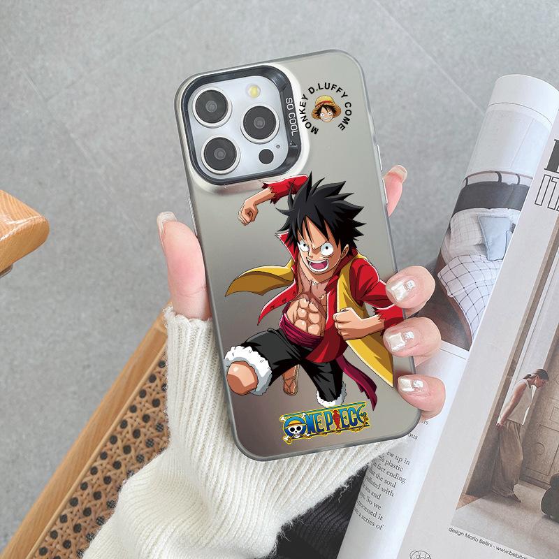 ONE PIECE Luffy Ace Mobile Phone Case iPhone17pm Trendy Cool Anti-drop Colored Silver IMD Apple 16pro Boys