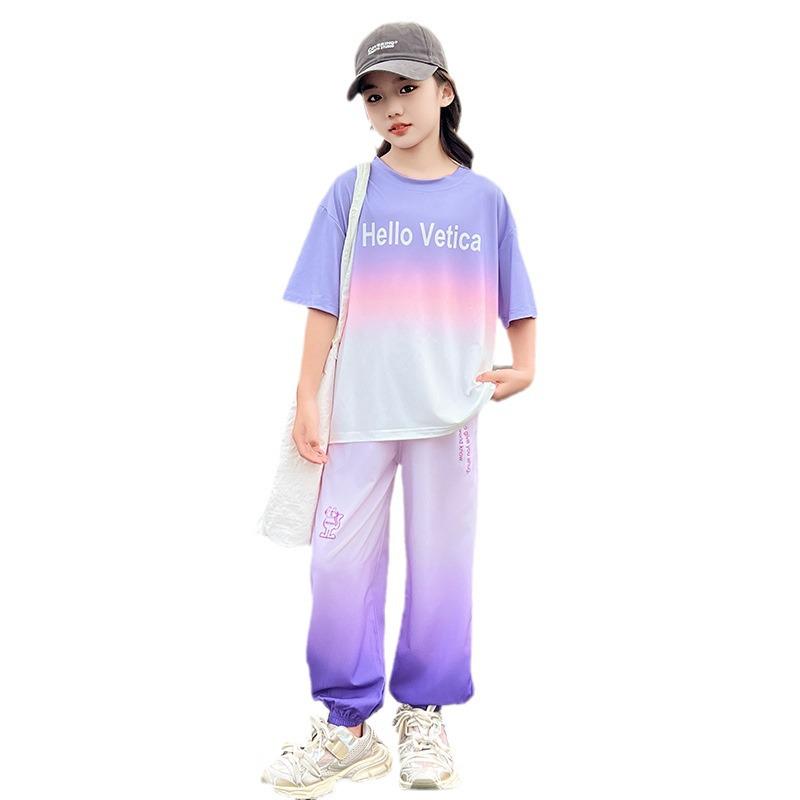 Girls' Trendy Summer Street Style Set, Sporty Fashion for Ages 8-9