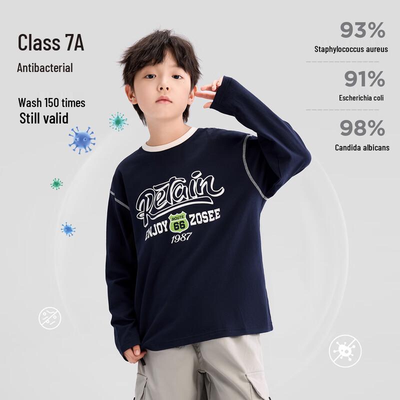 Zuoxi Boys  American Retro Cotton Long Sleeve T-Shirt 160