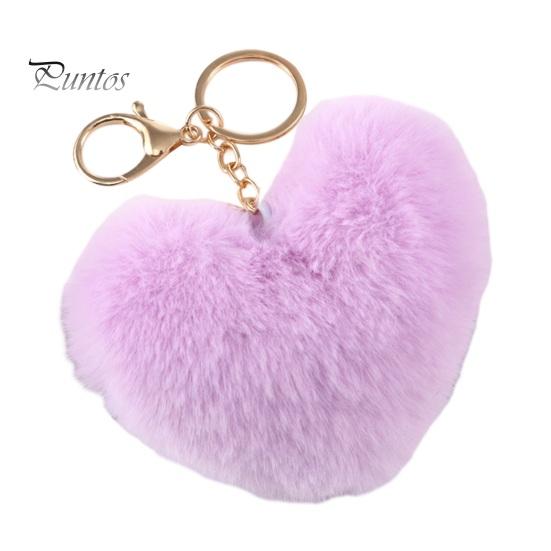 

Плюшевый брелок с сердцем любви, мягкий, пушистый, легкий, для девочек, автомобильный брелок для ключей, сумка, украшение для рюкзака, кулон, подарок на день рождения фиолетовый