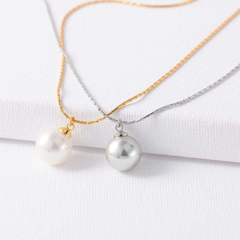 

Шицзя жемчуг серо-белый одинарный кулон ключичная цепочка ниша простой темперамент универсальное ожерелье женский Сяохуншу