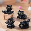 5Pcs/Bag Cute Little Black Cat Doll Car Ornaments Micro Landscape Ornaments Desktop Home Decoration Dollhouse Toy Accessory Gift
