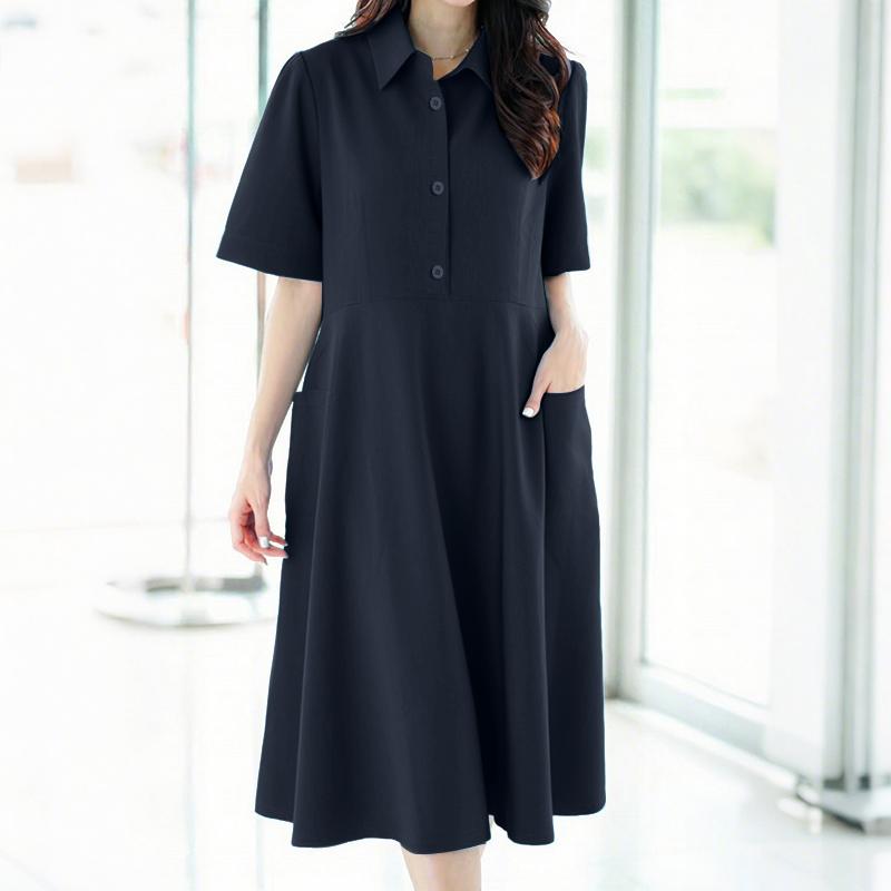 

ZANZEA Женское летнее платье с коротким рукавом и отложным воротником 2XL