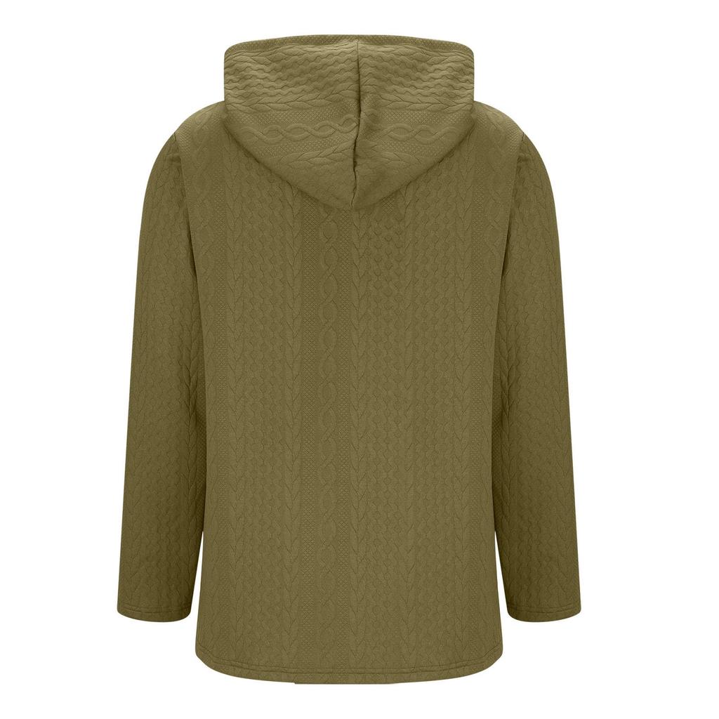 Women's Solid Color Loose Zipper Long Sleeved Hooded Top Casual Cardigan Jacket