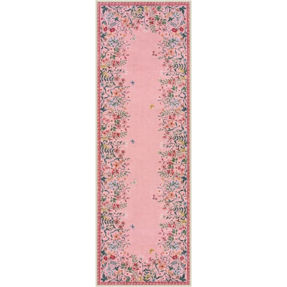 Tappeto per Corridoio Passerella Tappeto Lungo Lavabile in Macchina Pieghevole Antiscivolo Tappetino per Pavimento Tappeti Fiore di Primavera Decorazione per la Casa per Soggiorno