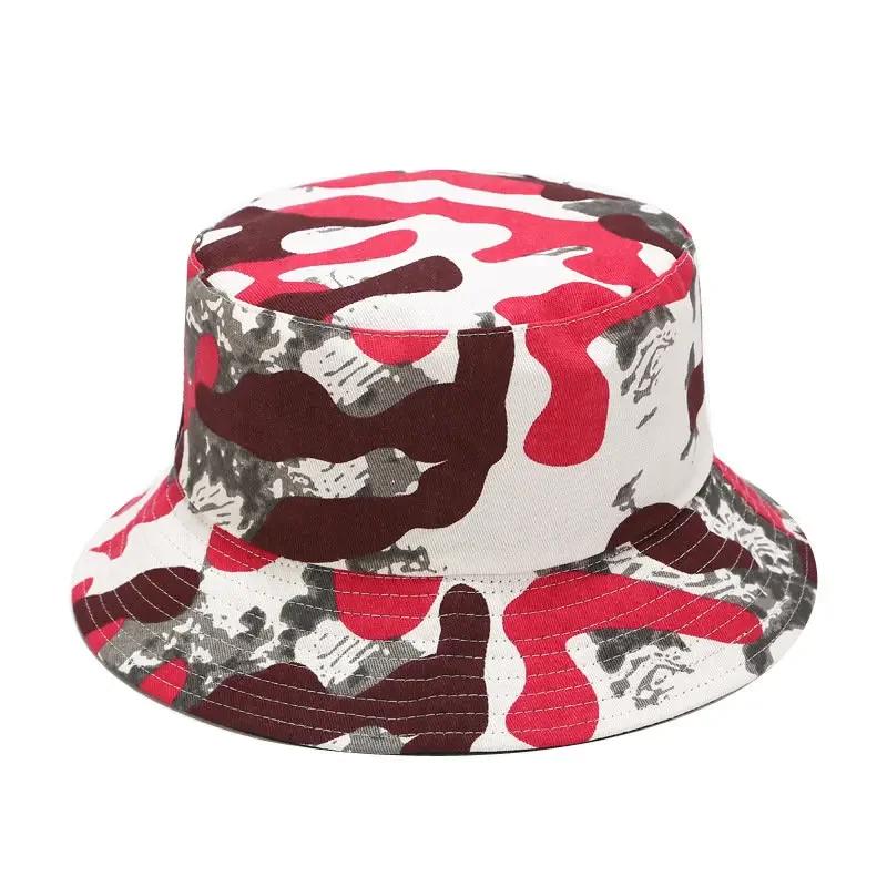 Spring and Summer Cotton Print Bucket Hat Fisherman Hat Outdoor Travel Sun Cap for Men and Women 98