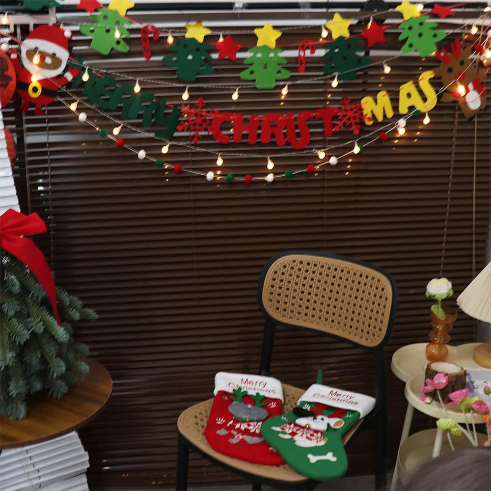 Triangle Flag Christmas Banner Coloured Hairball Christmas Tree Decoration  Christmas