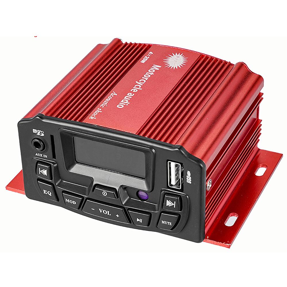 Univerzální motocyklové audio dálkové ovládání stereo 2 reproduktory zvukový systém 12V TF USB MP3 FM vodotěsné motocyklové rádio